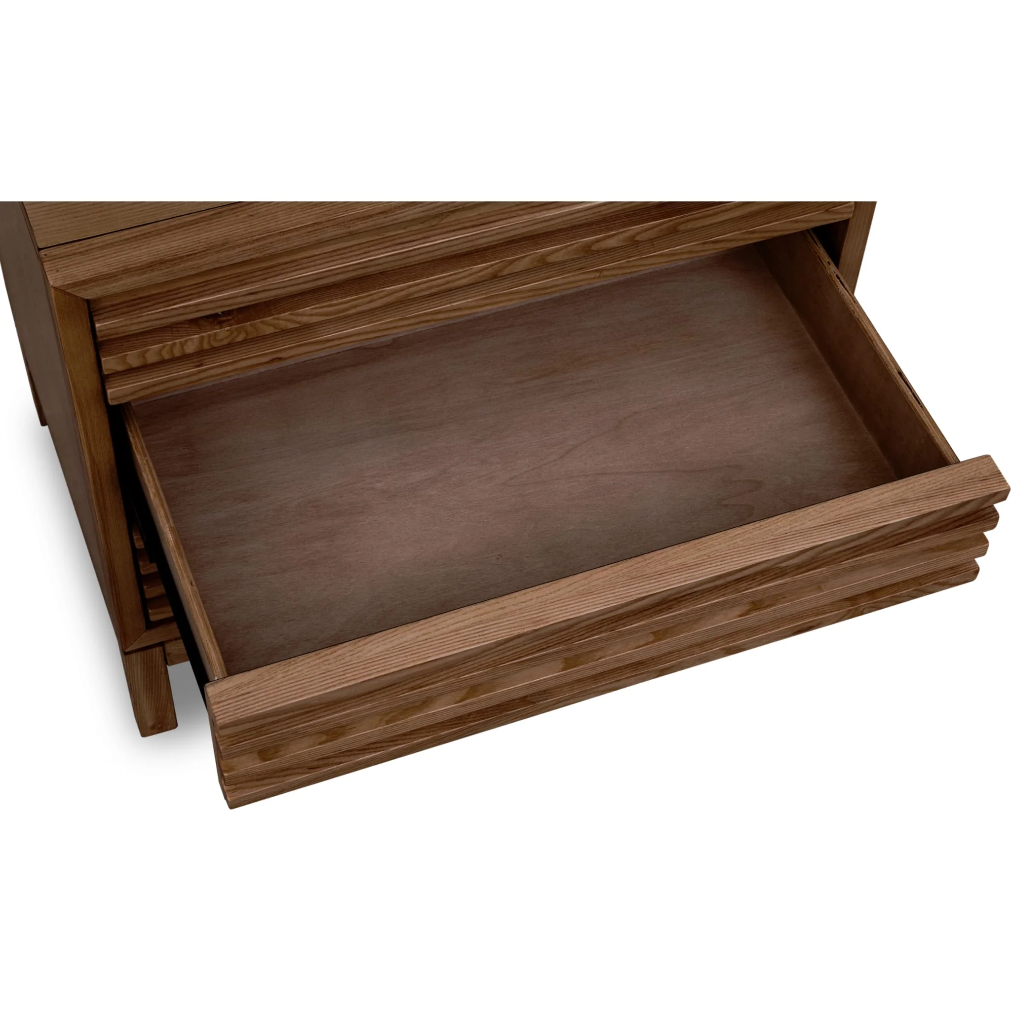 Tanner Three Drawer Ash Wood Nightstand in Roux - Image 3