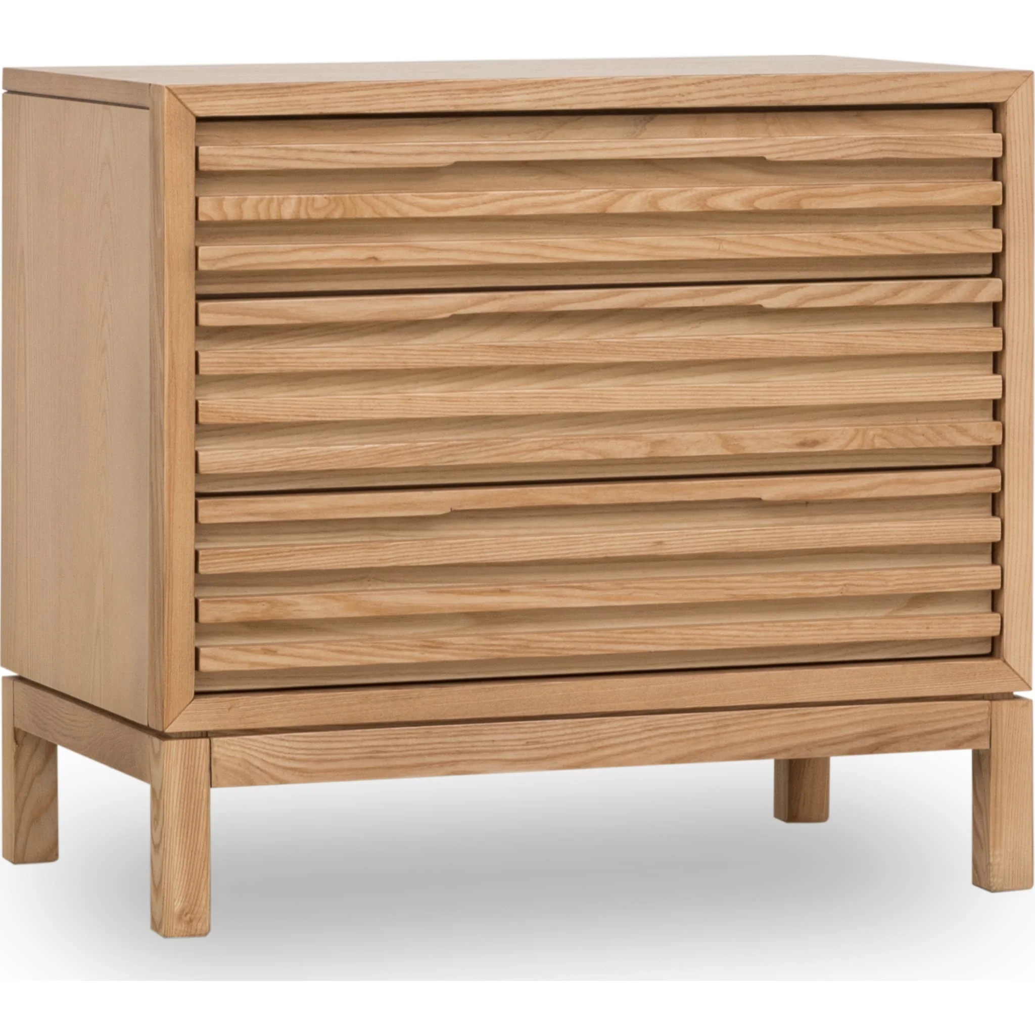 Tanner Three Drawer Ash Wood Nightstand in Flaxen - Image 3