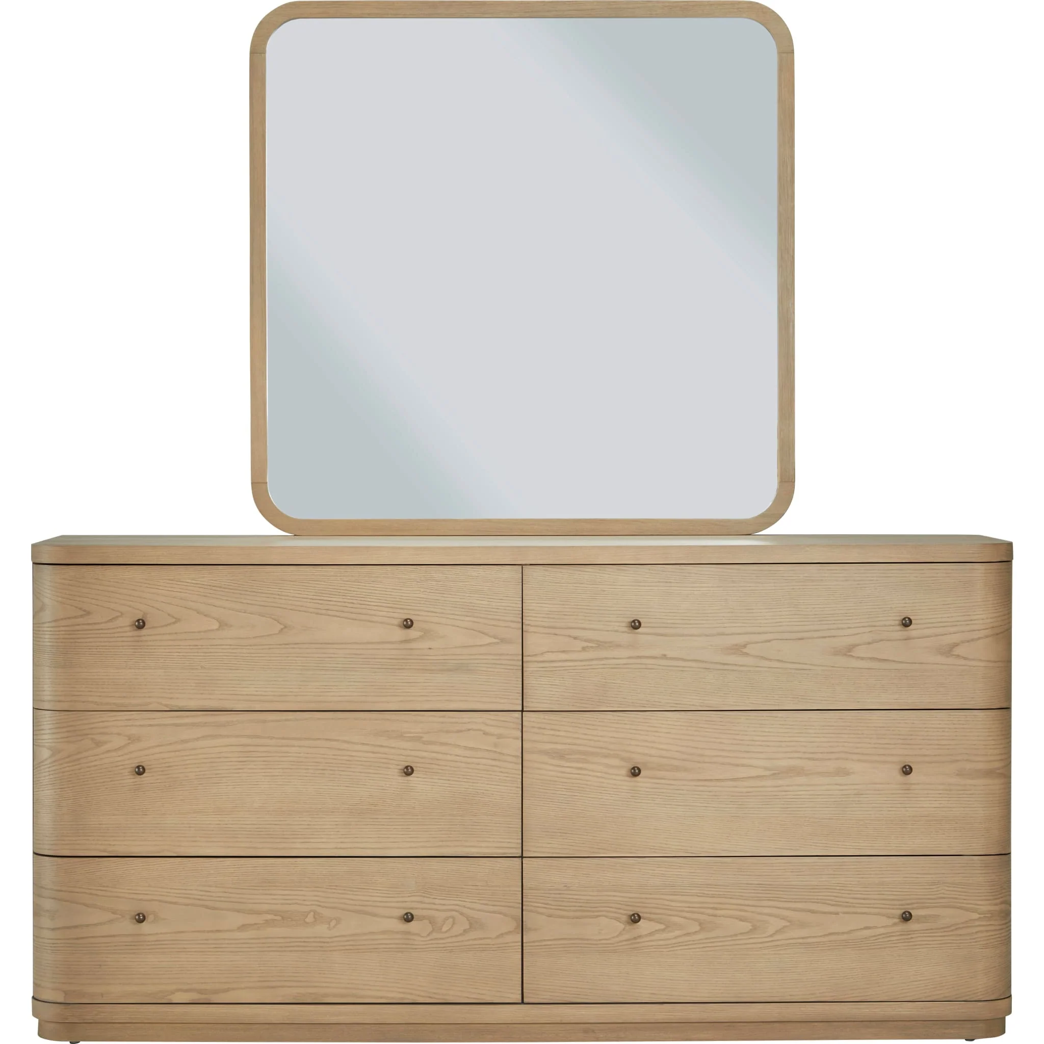 Penny Beveled Glass Wall or Dresser Mirror in Buff Cream - Image 4