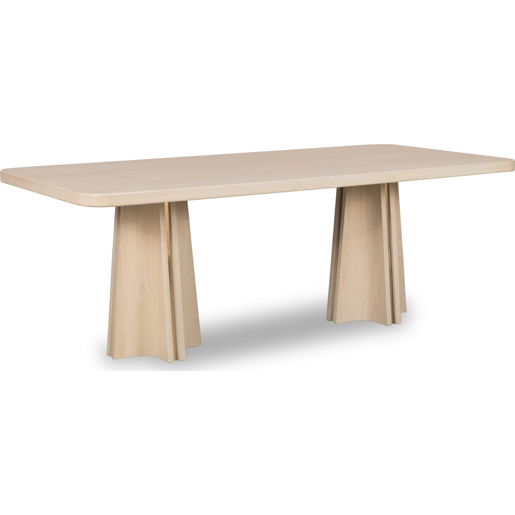 Zinnia Ash Wood Double Pedestal Dining Table in White Sand - Image 4