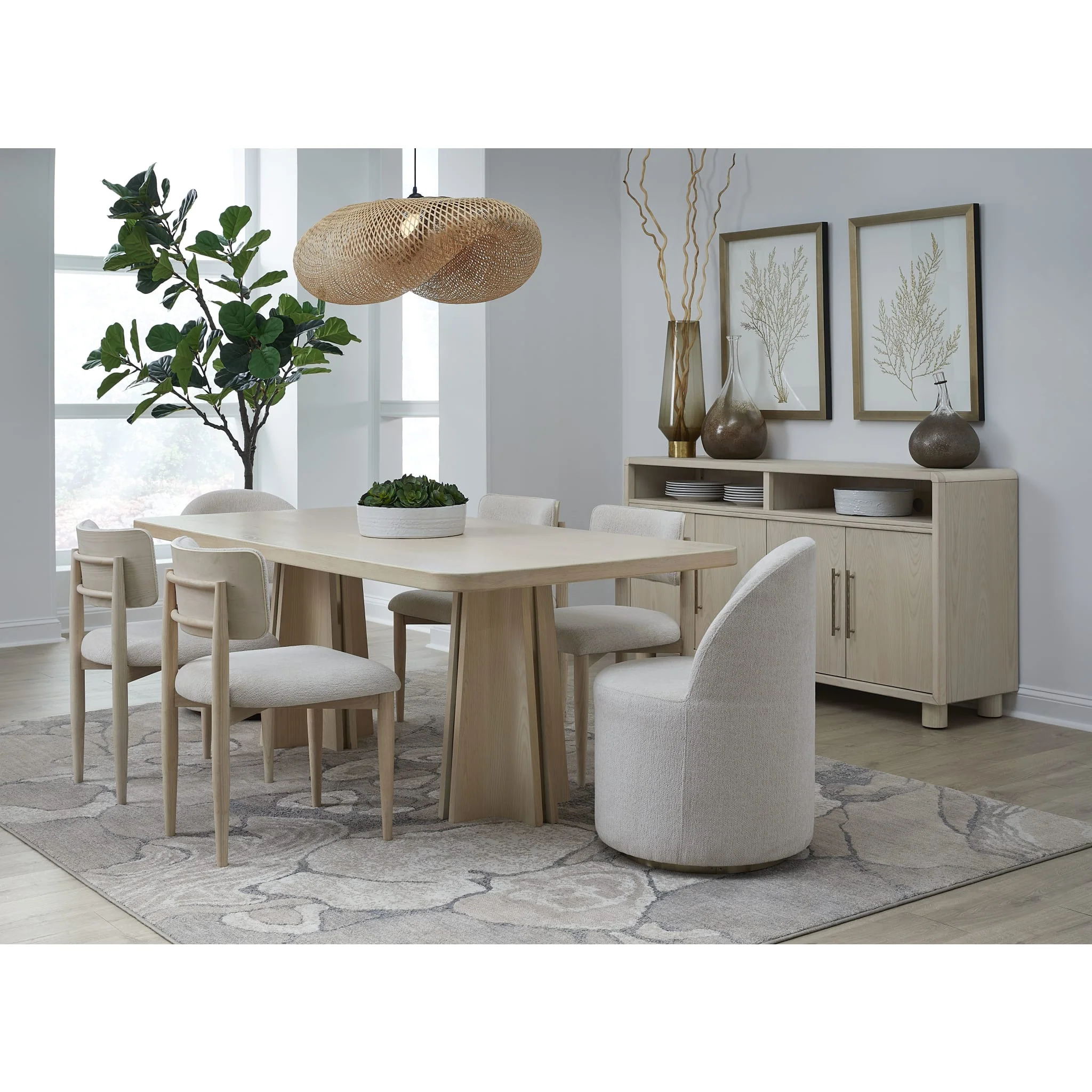 Zinnia Ash Wood Double Pedestal Dining Table in White Sand - Image 9