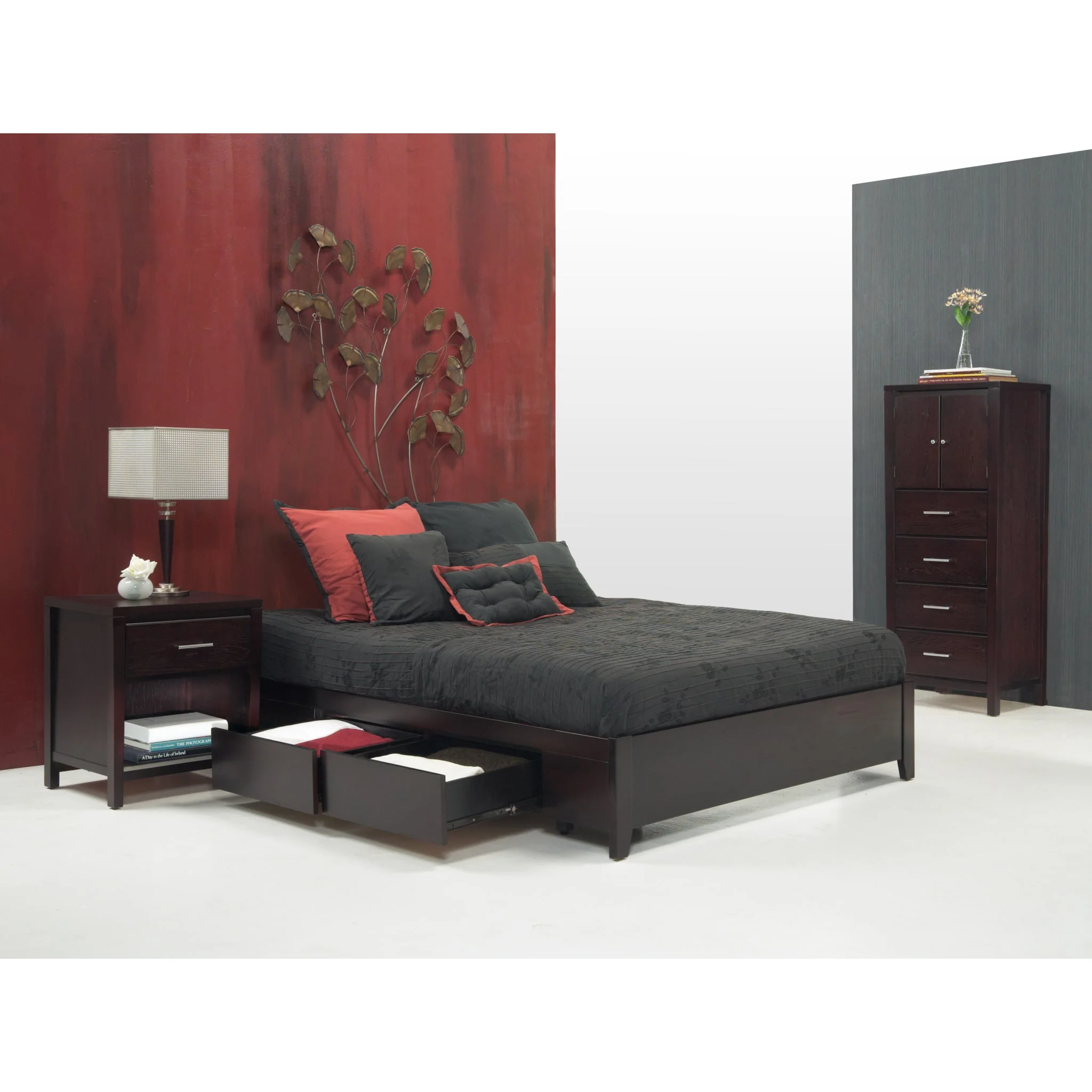 Simple Wood Storage Bed in Espresso - Image 8