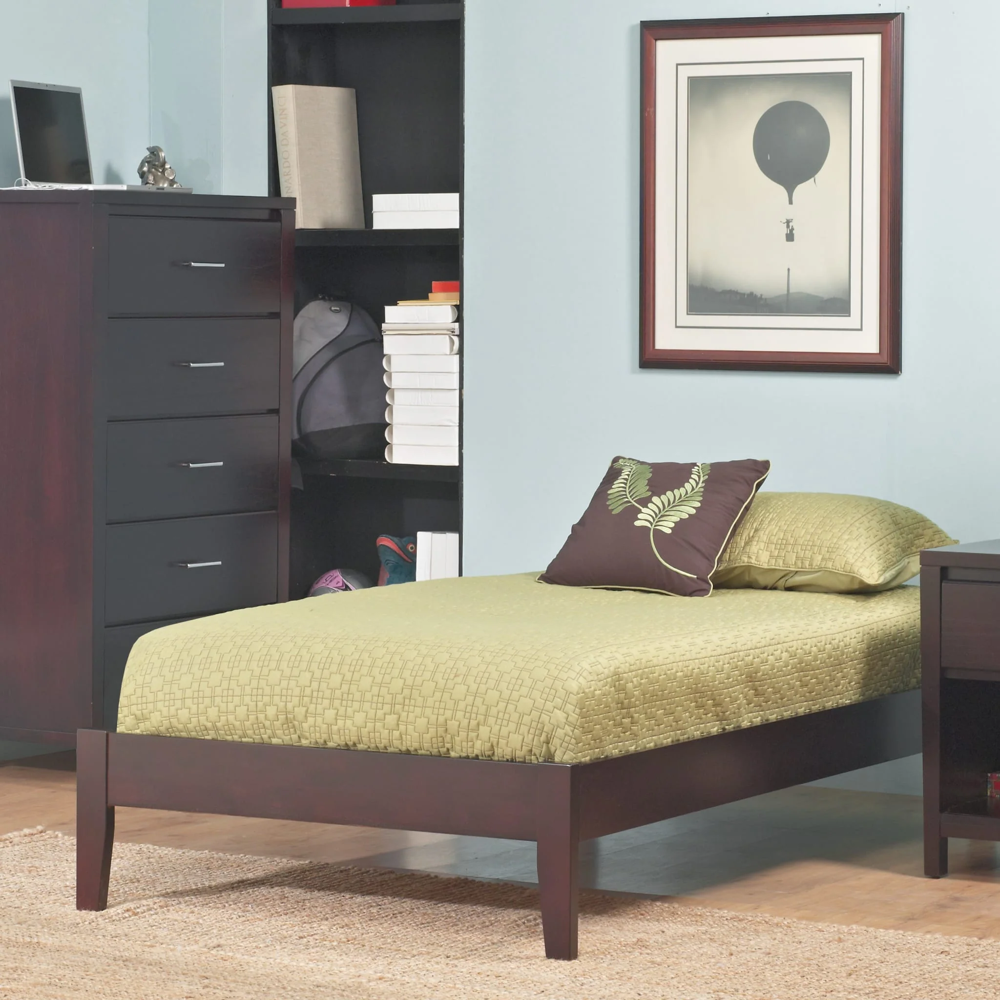 Simple Wood Platform Bed in Espresso - Image 2
