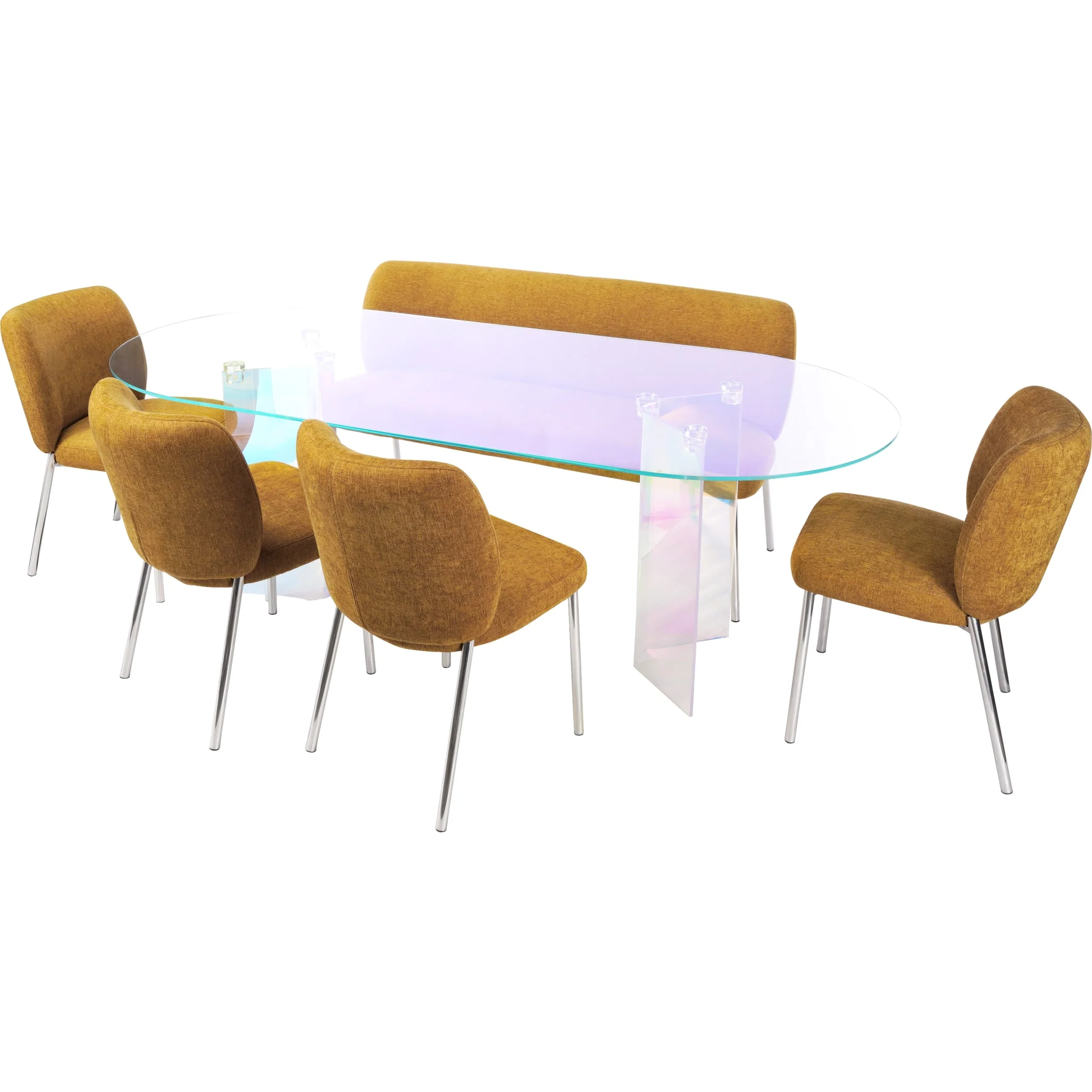 Fomo Chenille-upholstered Stainless Steel Base Dining Chair in Pineapple - Image 10