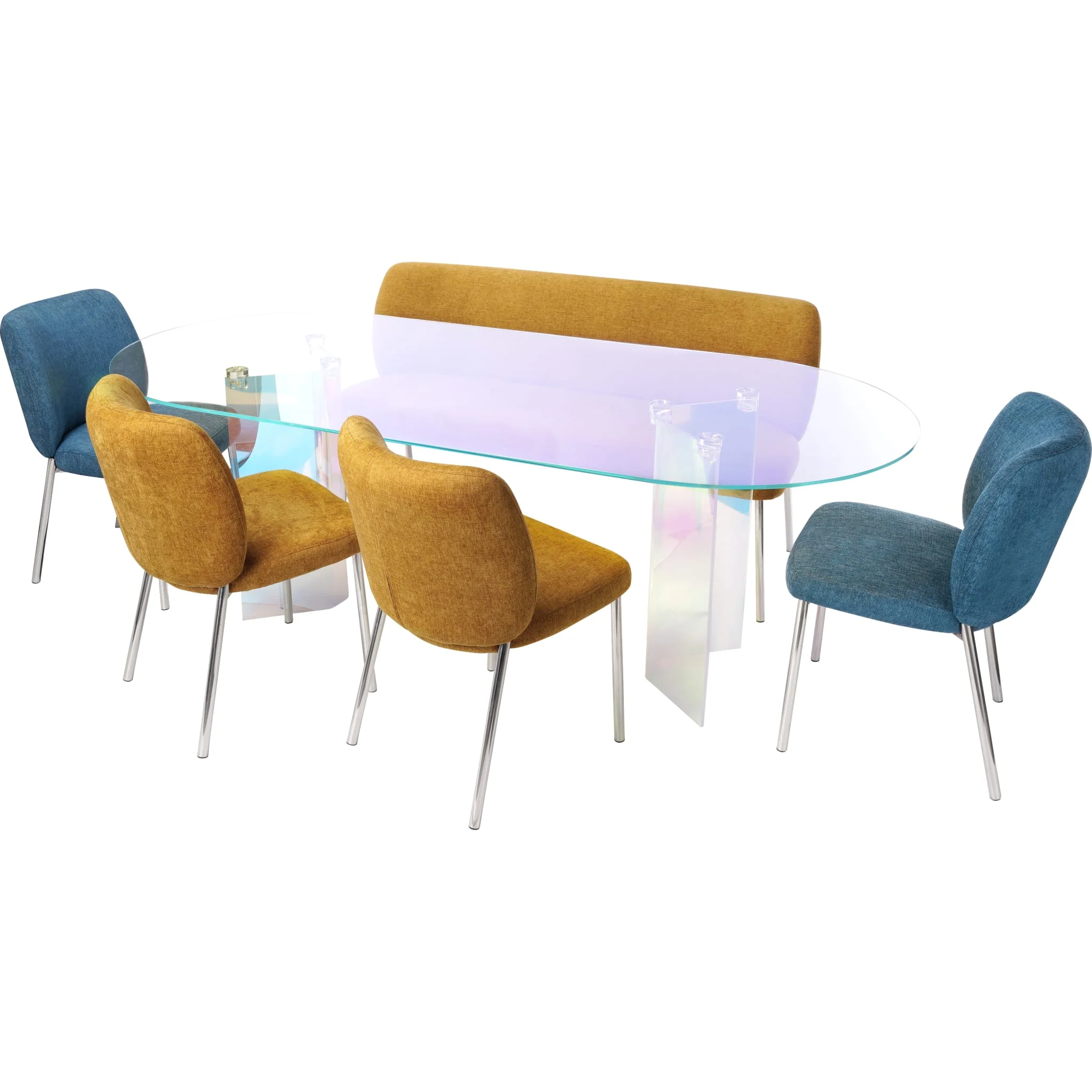 Fomo Chenille-upholstered Stainless Steel Base Dining Chair in Pineapple - Image 11