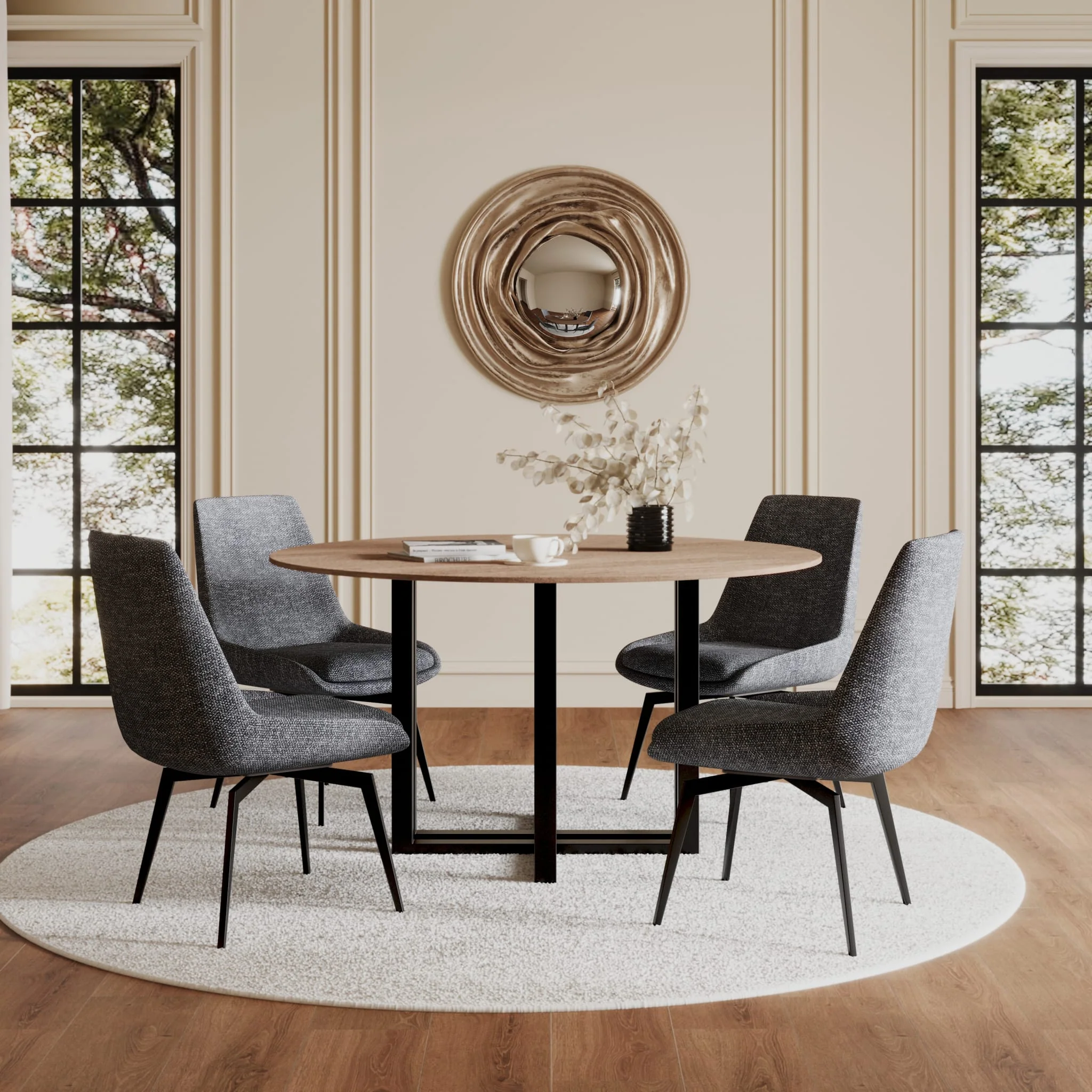 CEO 180 Degree Return Swivel Upholstered Dining Chair in Oyster - Image 7