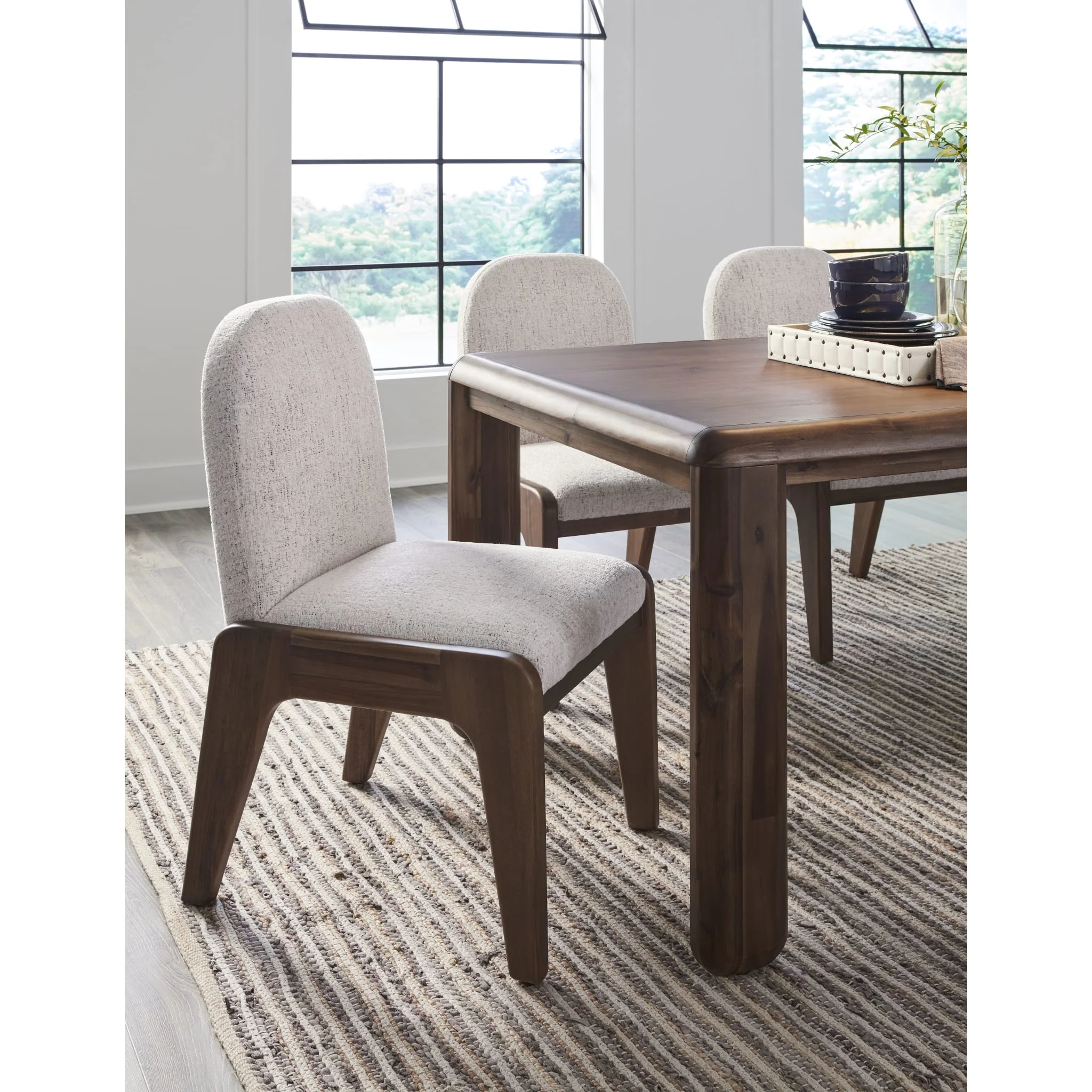 Xolani Chenille Upholstered Dining Chair in Chinchilla and Impala - Image 7