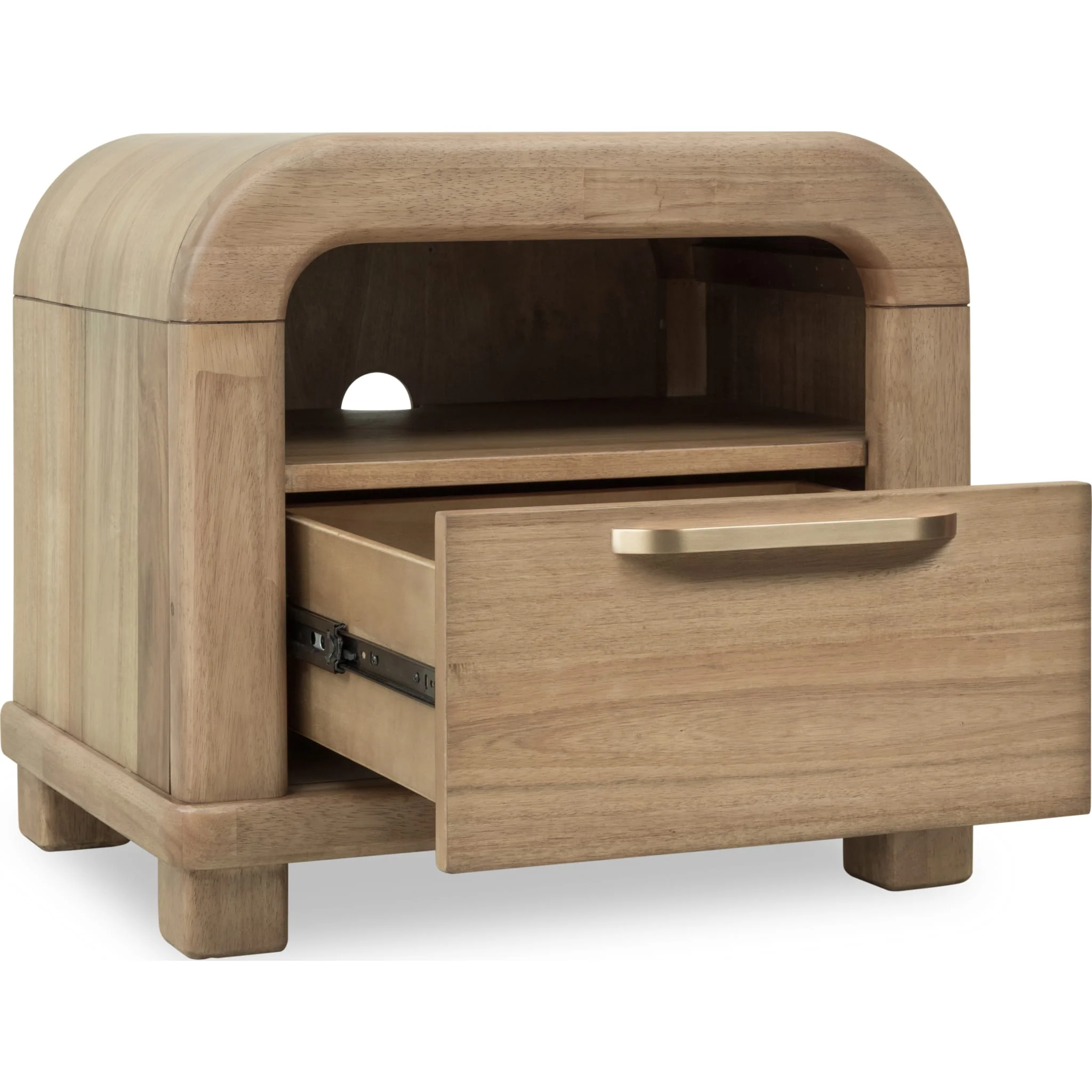 Kione One Drawer Acacia Wood Nightstand in Lioness - Image 3