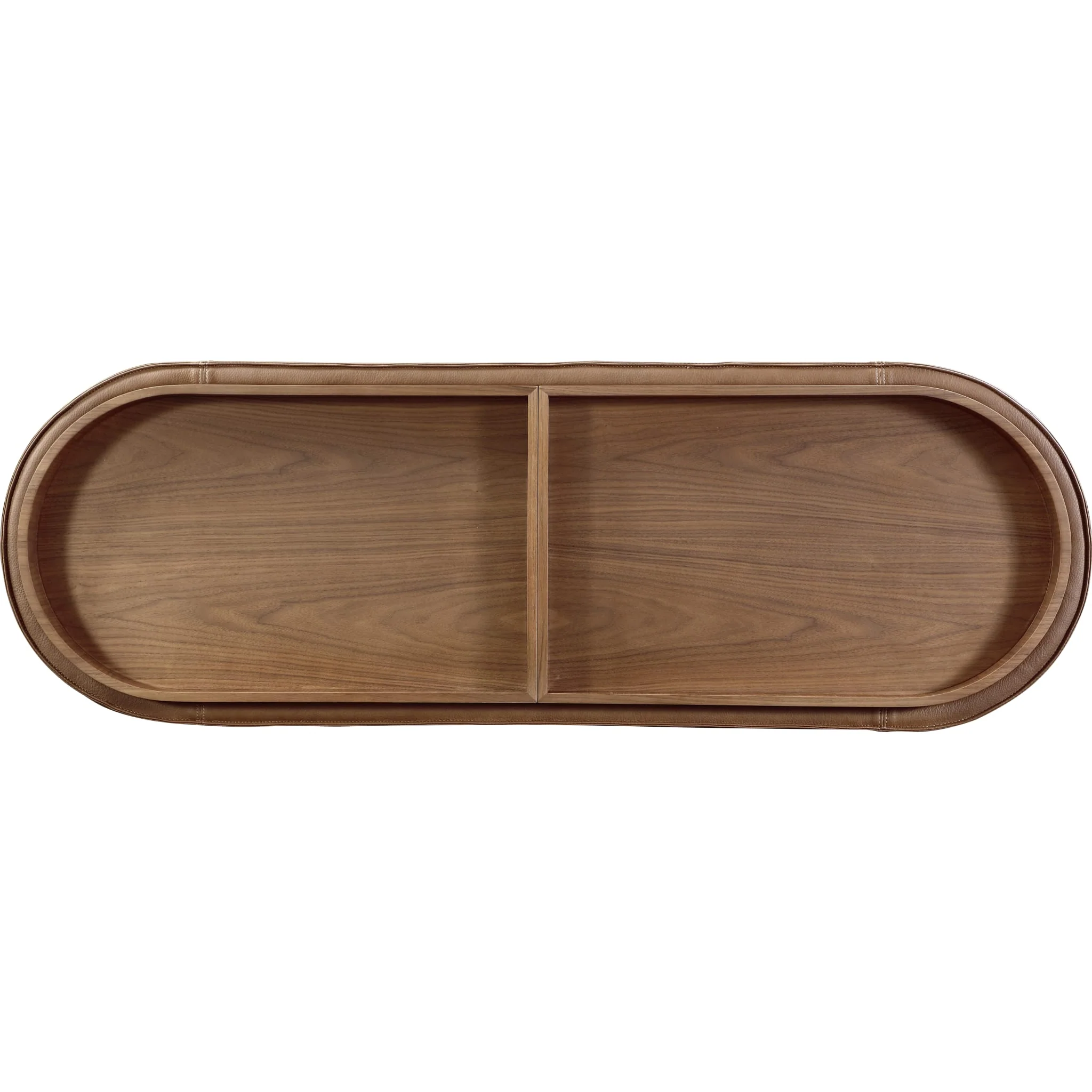 Yeal Leather Upholstered Storage Console Table with Wooden Tray Top - Image 6